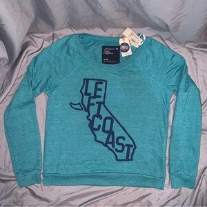 heathered turquoise fitted crewneck lightweight sweatshirt